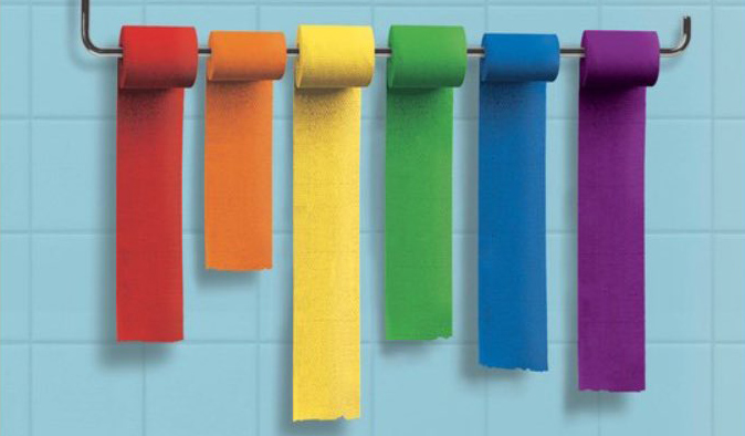 TIIME BATHROOM TRANS FLAG GAY GAYLES.TV