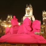 "Erase AIDS" stains Madrid in red