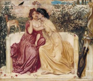 Sappho et Erinna dans un jardin à Mytilène Siméon Salomon