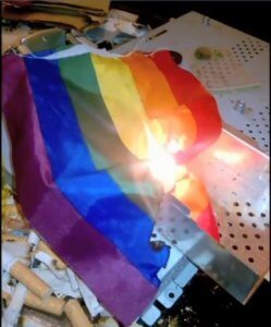 burned gay flag