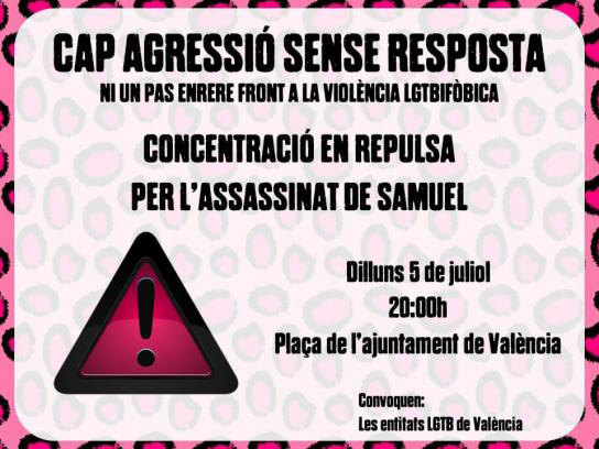 LGTBI + associations call demonstrations throughout Spain in rejection of the murder of Samuel in A Coruña