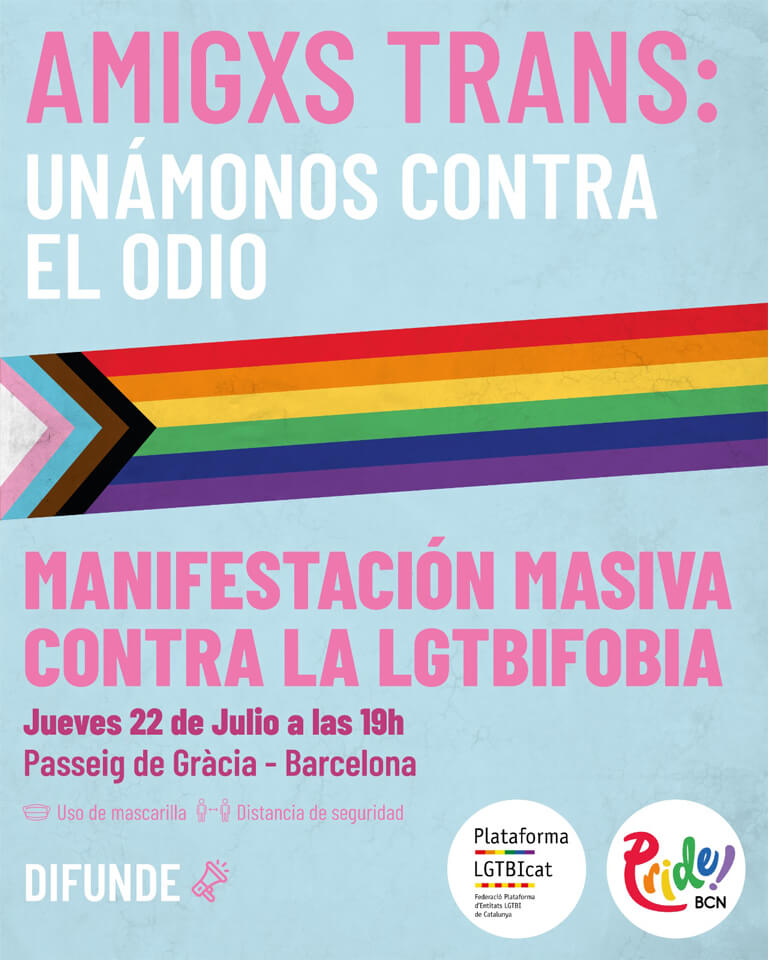 Barcelona prepara unha multitudinaria manifestación contra a LGTBIfobia