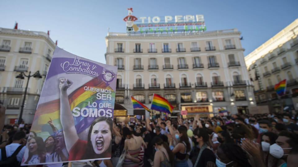 Manifestació unitària a Madrid contra l´augment d´agressions LGTBI