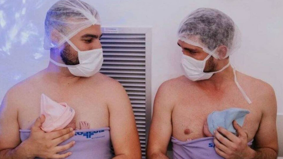 Twins born to a gay couple with genes from both parents in Brazil