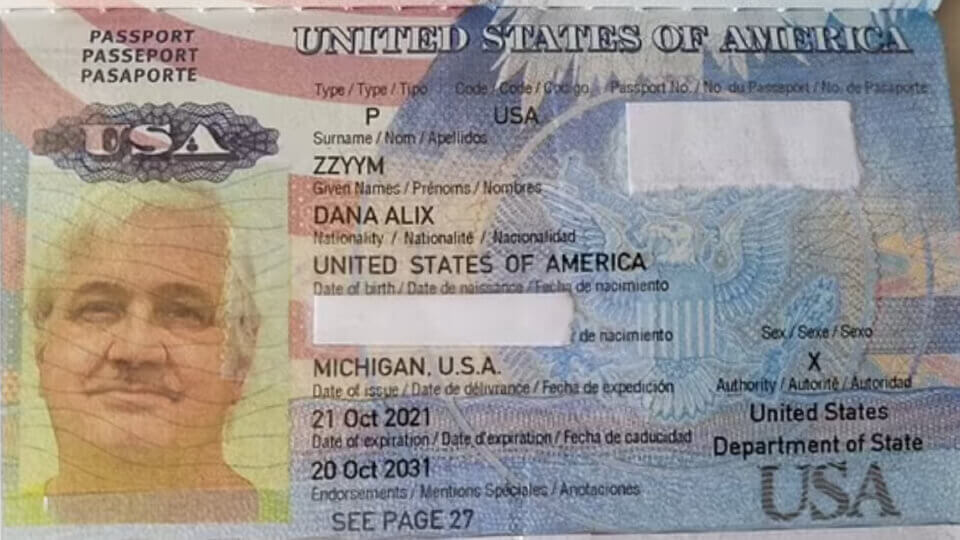 Os Estados Unidos incluem uma caixa com o gênero X em seus passaportes