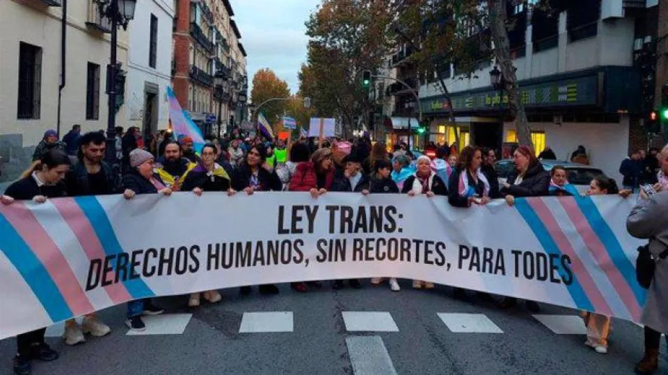 The LGTBIQ+ collective demonstrates against the PSOE amendments to the trans law